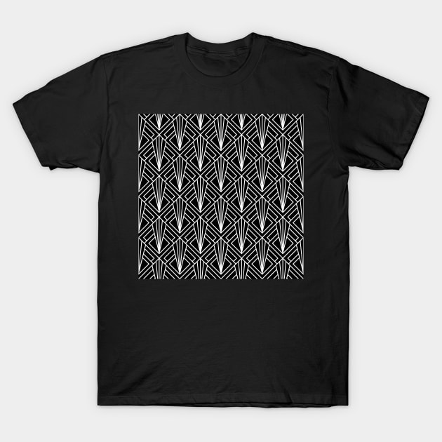 Art Deco Pattern no 87 - Black and White Pattern T-Shirt by Millusti